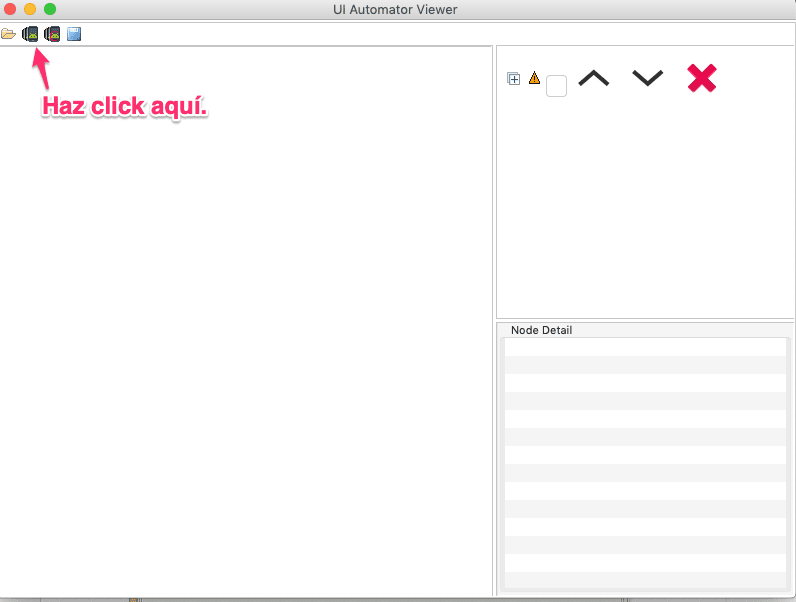 Botón Device screenshot en UIAutomatorViewer.