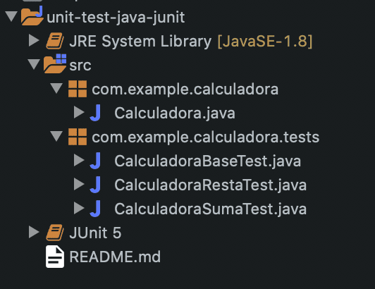 Estructura de paquetes del proyecto ya importado en Eclipse.