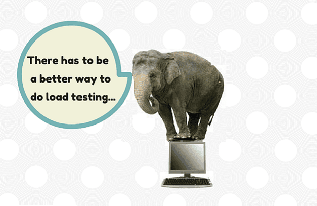 Meme de un elefante subido a un monitor con el texto: tiene que haber una forma mejor de hacer pruebas de carga.